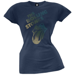 Rolling Stones - Distressed Tongue Blue Juniors T-Shirt