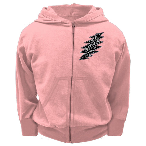 Grateful Dead - Black & White Calaveras Light Pink Youth Zip Hoodie