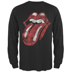 Rolling Stones - Distressed Tongue Black Long Sleeve T-Shirt