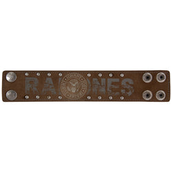 Ramones - Seal Logo Brown Leather Wristband
