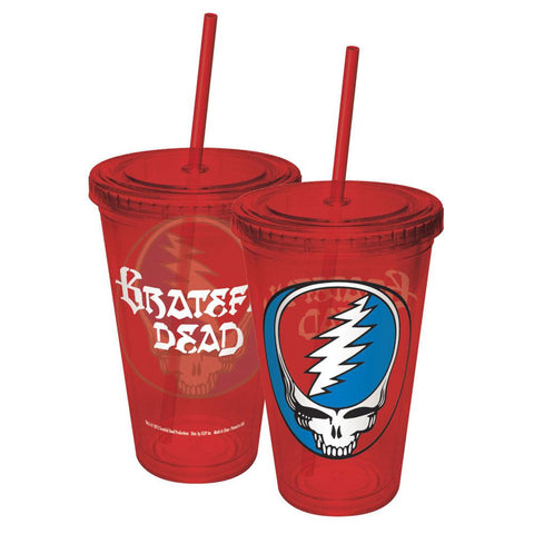 Grateful Dead - Steal Your Face Colored Acrylic Tumbler With Straw