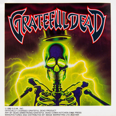 Grateful Dead - Glowing Skeleton Cling-On Sticker 6" x 6"