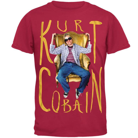 Kurt Cobain - Sitting Chair Photo Adult T-Shirt