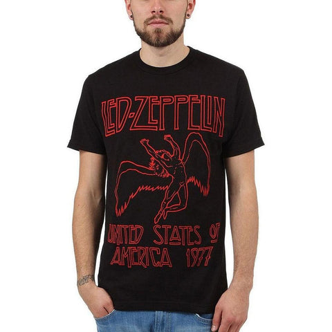 Led Zeppelin - 1977 Red Lettering Soft Adult T-Shirt