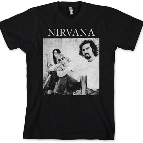 Nirvana - Black and White Sitting Photo Adult T-Shirt