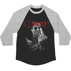 Ozzy Osbourne -  Black and White Middle Finger Portrait Adult Raglan