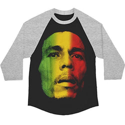 Bob Marley - Tri-Color Face Adult Raglan T-Shirt