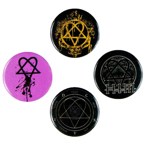 HIM - Heartagram Logos Set of 4 Pins