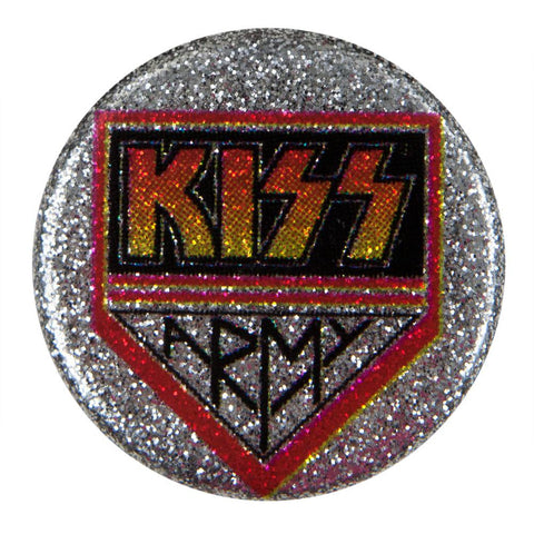 Kiss - Army Glitter Button