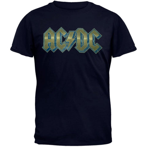 AC/DC - Flock Logo Blue T-Shirt