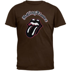 Rolling Stones - Flocked Tongue Brown T-Shirt