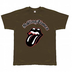 Rolling Stones - Flocked Tongue Light Brown Soft T-Shirt