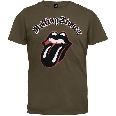 Rolling Stones - Flocked Tongue Brown Adult T-Shirt