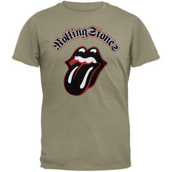 Rolling Stones - Flocked Tongue Tan Men's T-Shirt