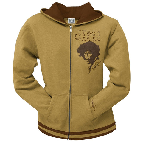 Jimi Hendrix - Flocked Face Juniors Zip Hoodie