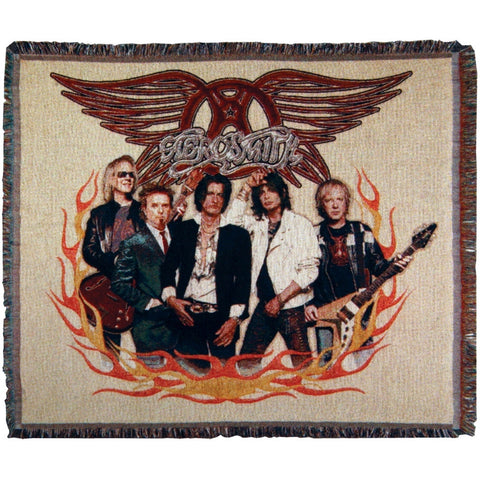 Aerosmith - Group Flames Throw Blanket