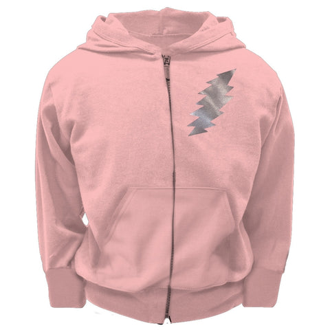 Grateful Dead - Foil Bolt Pink Youth Zip Hoodie