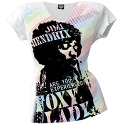 Jimi Hendrix - Foxy Lady Juniors V-Neck T-Shirt