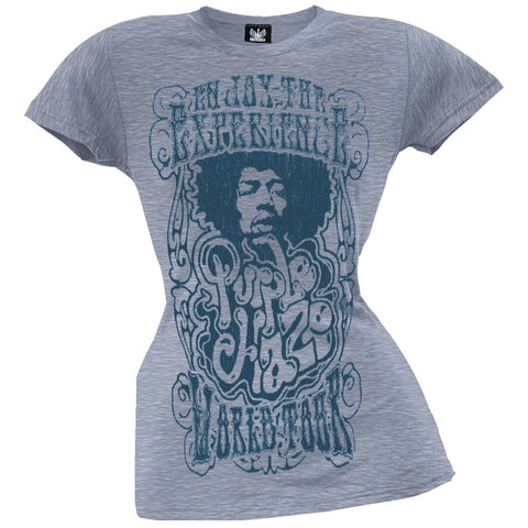 Jimi Hendrix - Purple Haze Juniors Light Blue T-Shirt
