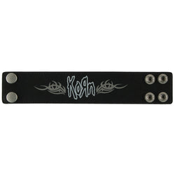 Korn - Tribal Logo Leather Snap Button Wristband