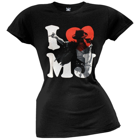 Michael Jackson - I Heart MJ Black Juniors T-Shirt