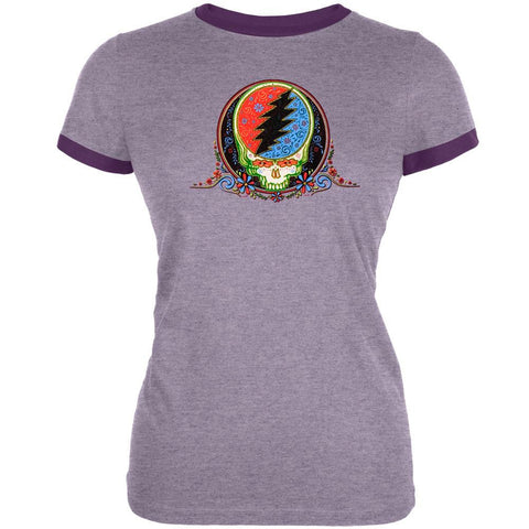 Grateful Dead - Stealie Calaveras Lavender Juniors T-Shirt