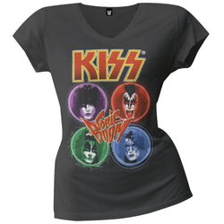 Kiss - Russian Roulette Juniors V-Neck T-Shirt