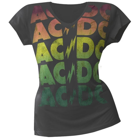 AC/DC - Repeating Juniors V-Neck T-Shirt