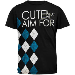 Cute Is What We Aim For - Black Argyle Soft T-Shirt