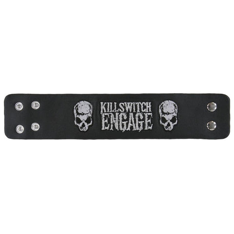 Killswitch Engage - Logo Skulls Leather Wristband