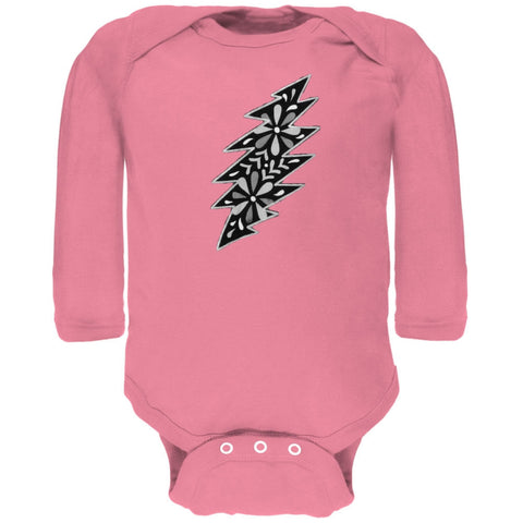 Grateful Dead - Black & White Calaveras Pink Long Sleeve Baby One Piece