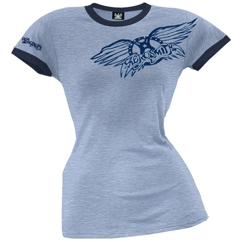 Aerosmith - Wings Logo Juniors Ringer T-Shirt