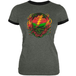 Grateful Dead - Scarlet Fire SYF Dark Grey Juniors Ringer T-Shirt