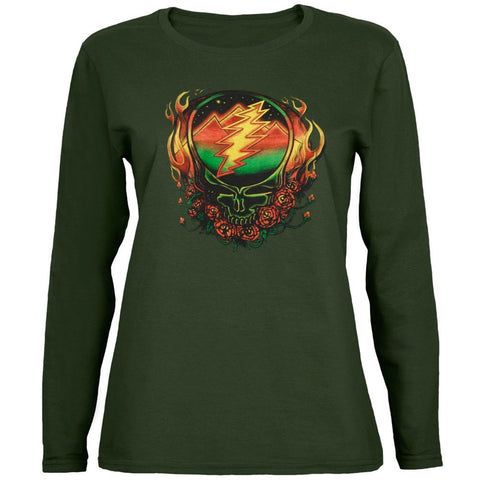 Grateful Dead - Scarlet SYF Dark Green Juniors Long Sleeve T-Shirt