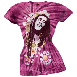 Bob Marley - Flowers Tie Dye Juniors T-Shirt