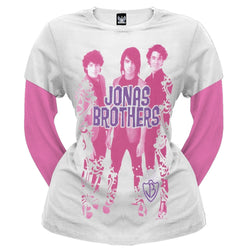 Jonas Brothers - Crest Border Girls Youth 2Fer Long Sleeve T-Shirt