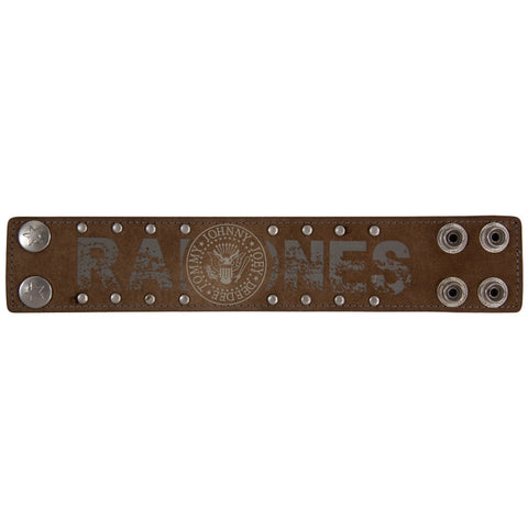 Ramones - Seal Logo Brown Leather Wristband