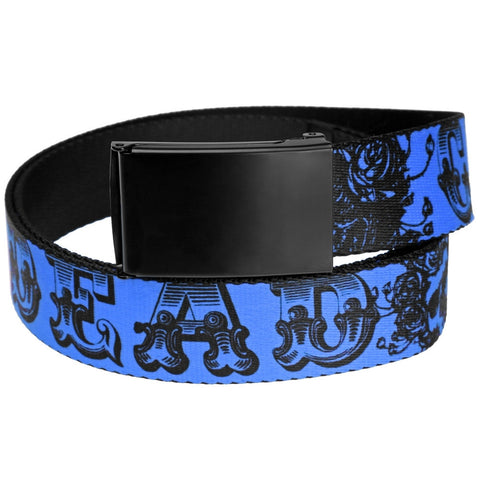 Grateful Dead - Skull And Roses Text Turquoise Web Belt