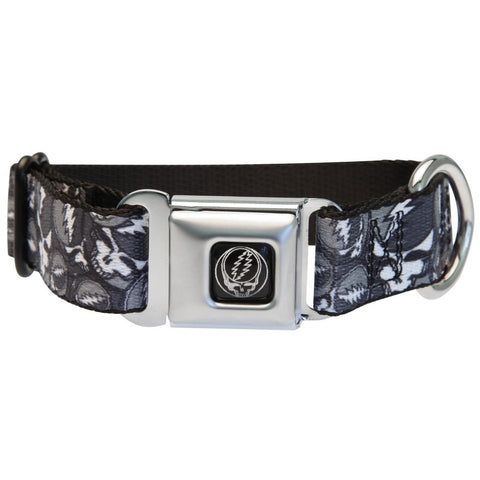 Grateful Dead - Steal Your Face Stacked Black Dog Collar