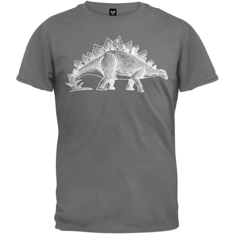 Antlers - Stegosaurus Soft Grey Adult T-Shirt