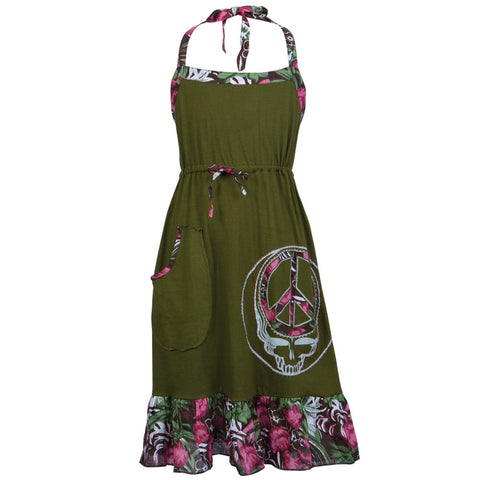 Grateful Dead - Peace Sign SYF Olive Juniors Short Dress