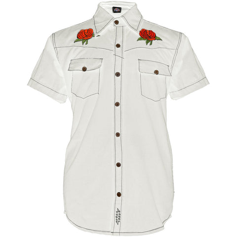 Grateful Dead - Bertha And Roses White Button Down Shirt