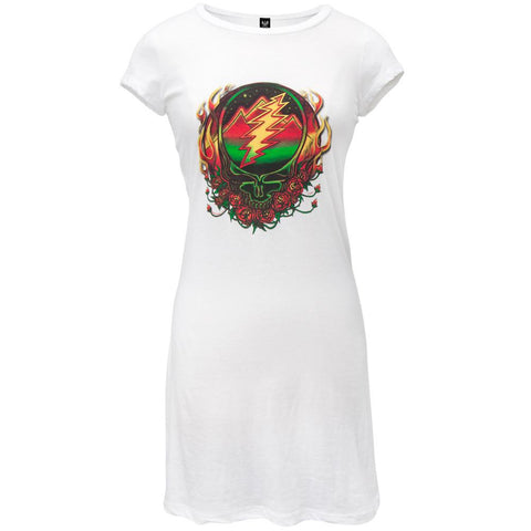 Grateful Dead - Scarlet Fire White Juniors Cap Sleeve Dress