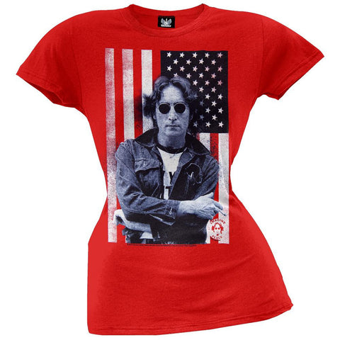 John Lennon - Flag Photo Juniors T-Shirt