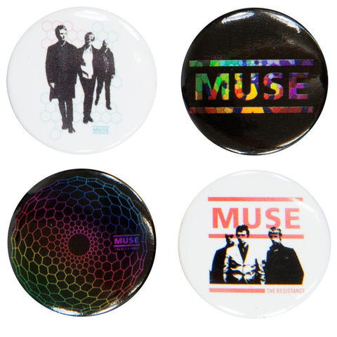 Muse - Black and White 4 Piece Button Set
