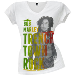 Bob Marley - Rasta Trenchtown Rock V-Neck Juniors T-Shirt