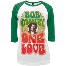 Bob Marley - One Love Juniors Green Raglan