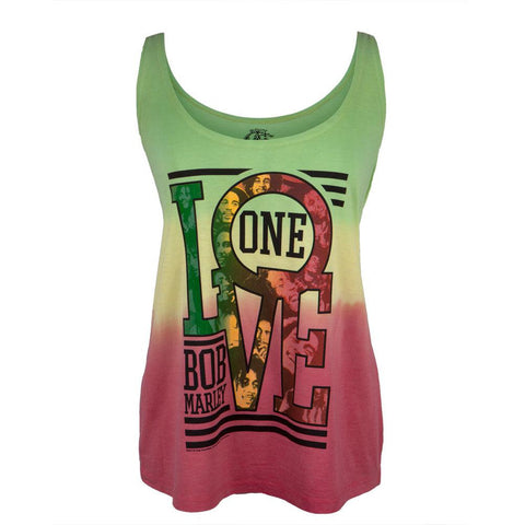 Bob Marley - One Love Collage Tie-Dye Juniors Tank Top