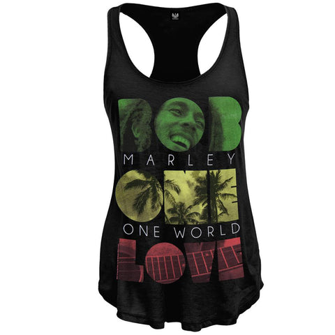 Bob Marley - One Love Words Racerback Juniors Tank Top