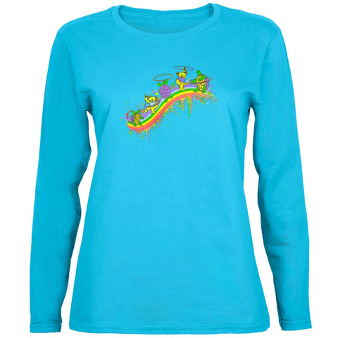 Grateful Dead - Rainbow Hoopers Aqua Juniors Long Sleeve T-Shirt